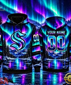 NHL Seattle Kraken Special Design With Northern Lights 2026 Hoodie Shirt, NHL Hockey 3D Shirt Nhl Seattle Kraken Special Design With Northern Lights 2026 Hoodie Shirt