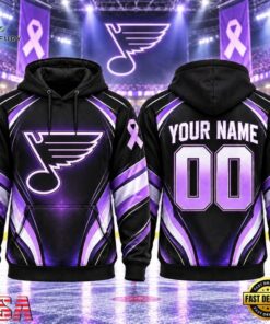 NHL St. Louis Blues 2026 Hockey Fights Cancer Personalized Hoodie Shirt, NHL Hockey 3D Shirt Nhl ST Louis Blues 2026 Hockey Fights Cancer Personalized Hoodie Shirt