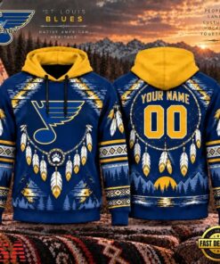 NHL St. Louis Blues 2026 Native American Heritage Design Hoodie Shirt, NHL Hockey 3D Shirt Nhl ST Louis Blues 2026 Native American Heritage Design Hoodie Shirt