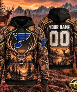 NHL St. Louis Blues 2026 Personalized Hunting Camo Design Hoodie, NHL Hockey 3D Shirt Nhl ST Louis Blues 2026 Personalized Hunting Camo Design Hoodie