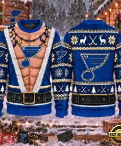 NHL St. Louis Blues Funny Body Christmas Ugly Sweater, NHL Hockey 3D Shirt Nhl ST Louis Blues Funny Body Christmas Ugly Sweater