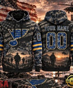 NHL St. Louis Blues Military Appreciation Design Personalized Hoodie, NHL Hockey 3D Shirt Nhl ST Louis Blues Military Appreciation Design Personalized Hoodie