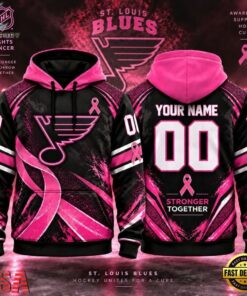 NHL St. Louis Blues Pink Fights Breast Cancer 2026 Personalized Hoodie Shirt, NHL Hockey 3D Shirt Nhl ST Louis Blues Pink Fights Breast Cancer 2026 Personalized Hoodie Shirt