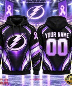 NHL Tampa Bay Lightning 2026 Hockey Fights Cancer Personalized Hoodie Shirt, NHL Hockey 3D Shirt Nhl Tampa Bay Lightning 2026 Hockey Fights Cancer Personalized Hoodie Shirt