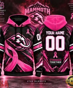 NHL Utah Mammoth Pink Fights Breast Cancer 2026 Personalized Hoodie Shirt, NHL Hockey 3D Shirt Nhl Utah Mammoth Pink Fights Breast Cancer 2026 Personalized Hoodie Shirt