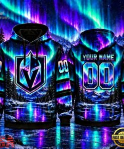 NHL Vegas Golden Knights Special Design With Northern Lights 2026 Hoodie Shirt, NHL Hockey 3D Shirt Nhl Vegas Golden Knights Special Design With Northern Lights 2026 Hoodie Shirt