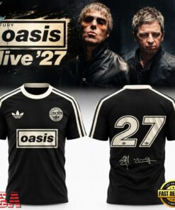 Oasis Live ‘27 Signature Raglan Black T Shirt, Trending Music 3D Tee Oasis Live 27 Signature Raglan Black T Shirt