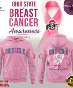 Ohio State Buckeyes Breast Cancer Awareness 2026 Hoodie, Viral 3D Graphic Tee Ohio State Buckeyes Breast Cancer Awareness 2026 Hoodie