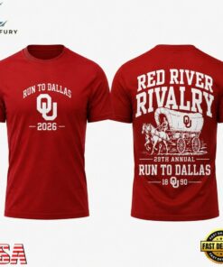 Oklahoma Sooners Red River Rivalry Run To Dallas 2026 T Shirt, Viral 3D Graphic Tee Oklahoma Sooners Red River Rivalry Run TO Dallas 2026 T Shirt