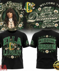 Oregon Ducks x Ella Langley Choosin Oregon The Dandelion Tour 2026 Black T Shirt, Trending Music 3D Tee Oregon Ducks X Ella Langley Choosin Oregon The Dandelion Tour 2026 Black T Shirt