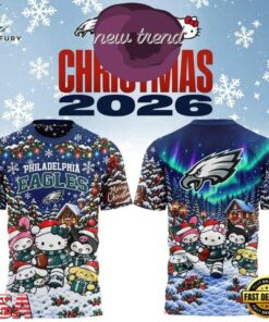 Philadelphia Eagles Hello Kitty Christmas Day 2026 Special New T Shirt, Viral 3D Graphic Tee Philadelphia Eagles Hello Kitty Christmas Day 2026 Special New T Shirt