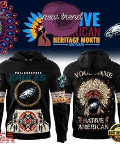 Philadelphia Eagles Native American Heritage Month Custom Name Hoodie, Viral 3D Graphic Tee Philadelphia Eagles Native American Heritage Month Custom Name Hoodie