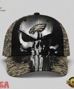 Philadelphia Eagles NFL Halloween Military Skull Camo Classic Cap, Football Limited Edition Cap Philadelphia Eagles Nfl Halloween Military Skull Camo Classic Cap