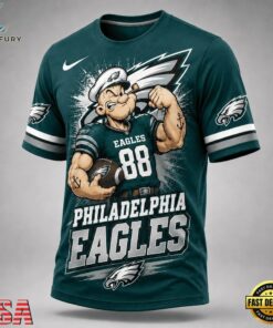 Philadelphia Eagles NFL Popeye Bold Cartoon Athletes 3D T Shirt, Sports Fans 3D Shirt Philadelphia Eagles Nfl Popeye Bold Cartoon Athletes 3D T Shirt