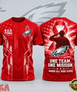 Philadelphia Eagles NFL RED Friday One Team One Mission Patriotic Soldier Tribute T Shirt, Sports Fans 3D Shirt Philadelphia Eagles Nfl Red Friday One Team One Mission Patriotic Soldier Tribute T Shirt