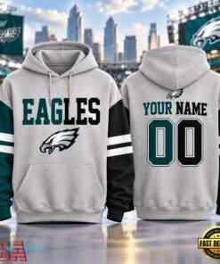 Philadelphia Eagles NFL Two Tone Colorblock Varsity Hoodie, Sports Fans 3D Shirt Philadelphia Eagles Nfl Two Tone Colorblock Varsity Hoodie