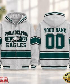 Philadelphia Eagles NFL Varsity Stripe Zip Hoodie, Sports Fans 3D Shirt Philadelphia Eagles Nfl Varsity Stripe Zip Hoodie