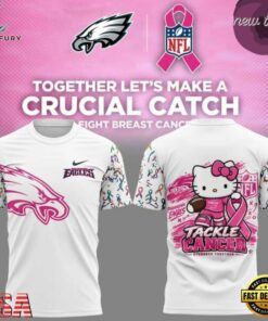 Philadelphia Eagles x Hello Kitty Crucial Catch 2026 T Shirt, Viral 3D Graphic Tee Philadelphia Eagles X Hello Kitty Crucial Catch 2026 T Shirt