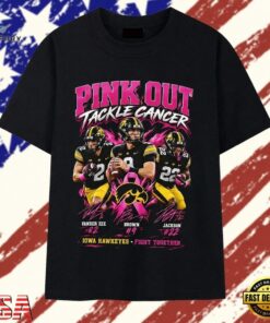 Pink Out Tackle Cancer Iowa Hawkeyes Fight Together T Shirt, Trendy 2D Print Shirt Pink Out Tackle Cancer Iowa Hawkeyes Fight Together T Shirt