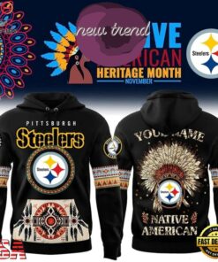 Pittsburgh Steelers Native American Heritage Month Custom Name Hoodie, Viral 3D Graphic Tee Pittsburgh Steelers Native American Heritage Month Custom Name Hoodie