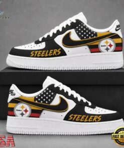 Pittsburgh Steelers NFL American Flag Football Team Limited Air Force 1 Shoes Sneakers, NFL Fan AF1 Shoes Pittsburgh Steelers Nfl American Flag Football Team Limited Air Force 1 Shoes Sneakers