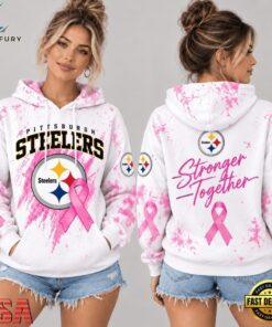 Pittsburgh Steelers NFL Pink Ribbon Stronger Together Breast Cancer Awareness Hoodie, Sports Fans 3D Shirt Pittsburgh Steelers Nfl Pink Ribbon Stronger Together Breast Cancer Awareness Hoodie