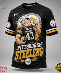 Pittsburgh Steelers NFL Popeye Bold Cartoon Athletes 3D T Shirt, Sports Fans 3D Shirt Pittsburgh Steelers Nfl Popeye Bold Cartoon Athletes 3D T Shirt