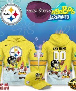 Pittsburgh Steelers x SpongeBob Limited Edition Personalized Hoodie, Viral 3D Graphic Tee Pittsburgh Steelers X Spongebob Limited Edition Personalized Hoodie