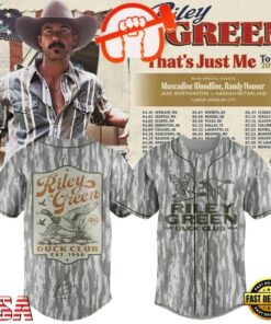 Riley Green That’s Just Me Tour 2027 Duck Club Est 1988 Camo Baseball Jersey, Music Artist Baseball Jersey Riley Green That S Just ME Tour 2027 Duck Club Est 1988 Camo Baseball Jersey