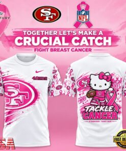 San Francisco 49ers Breast Cancer Awareness x Hello Kitty Tackle Cancer Together 3D Shirt, Viral 3D Graphic Tee San Francisco 49ers Breast Cancer Awareness X Hello Kitty Tackle Cancer Together 3D Shirt