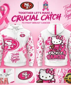 San Francisco 49ers Breast Cancer Awareness x Hello Kitty Tackle Cancer Together Hoodie, Viral 3D Graphic Tee San Francisco 49ers Breast Cancer Awareness X Hello Kitty Tackle Cancer Together Hoodie