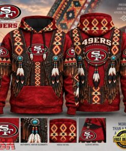 San Francisco 49ers Heritage Hoodie, Western Native Inspired Football Hoodie, Viral 3D Graphic Tee San Francisco 49ers Heritage Hoodie Western Native Inspired Football Hoodie