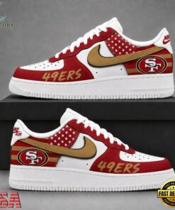 San Francisco 49ers NFL American Flag Football Team Limited Air Force 1 Shoes Sneakers, NFL Fan AF1 Shoes San Francisco 49ers Nfl American Flag Football Team Limited Air Force 1 Shoes Sneakers