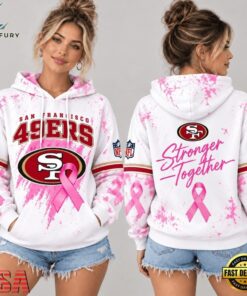 San Francisco 49ers NFL Pink Ribbon Stronger Together Breast Cancer Awareness Hoodie, Sports Fans 3D Shirt San Francisco 49ers Nfl Pink Ribbon Stronger Together Breast Cancer Awareness Hoodie
