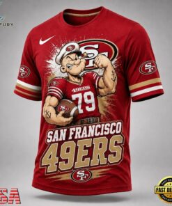 San Francisco 49ers NFL Popeye Bold Cartoon Athletes 3D T Shirt, Sports Fans 3D Shirt San Francisco 49ers Nfl Popeye Bold Cartoon Athletes 3D T Shirt
