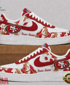 San Francisco 49ers NFL Team Camo Air Force 1 Shoes Sneakers, NFL Fan AF1 Shoes San Francisco 49ers Nfl Team Camo Air Force 1 Shoes Sneakers