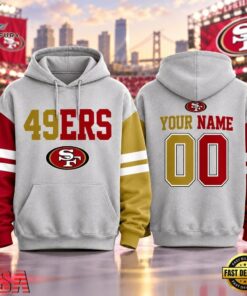 San Francisco 49ers NFL Two Tone Colorblock Varsity Hoodie, Sports Fans 3D Shirt San Francisco 49ers Nfl Two Tone Colorblock Varsity Hoodie