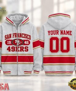 San Francisco 49ers NFL Varsity Stripe Zip Hoodie, Sports Fans 3D Shirt San Francisco 49ers Nfl Varsity Stripe Zip Hoodie