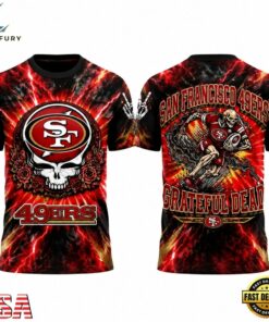 San Francisco 49ers x Grateful Dead Skeletons 2026 Limited Edition 3D Shirt, Viral 3D Graphic Tee San Francisco 49ers X Grateful Dead Skeletons 2026 Limited Edition 3D Shirt