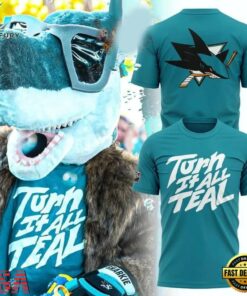 San Jose Sharks Turn It All Teal Mascot 2026 T Shirt, Viral 3D Graphic Tee San Jose Sharks Turn IT All Teal Mascot 2026 T Shirt