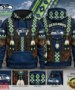 Seattle Seahawks Heritage Hoodie, Western Native Inspired Football Hoodie, Viral 3D Graphic Tee Seattle Seahawks Heritage Hoodie Western Native Inspired Football Hoodie