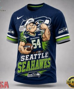 Seattle Seahawks NFL Popeye Bold Cartoon Athletes 3D T Shirt, Sports Fans 3D Shirt Seattle Seahawks Nfl Popeye Bold Cartoon Athletes 3D T Shirt