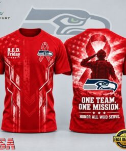 Seattle Seahawks NFL RED Friday One Team One Mission Patriotic Soldier Tribute T Shirt, Sports Fans 3D Shirt Seattle Seahawks Nfl Red Friday One Team One Mission Patriotic Soldier Tribute T Shirt