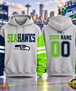 Seattle Seahawks NFL Two Tone Colorblock Varsity Hoodie, Sports Fans 3D Shirt Seattle Seahawks Nfl Two Tone Colorblock Varsity Hoodie