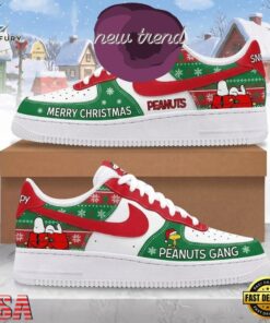 Snoopy Christmas Peanuts Gang Air Force 1 Shoes Sneakers, Music Lover AF1 Shoes Snoopy Christmas Peanuts Gang Air Force 1 Shoes Sneakers
