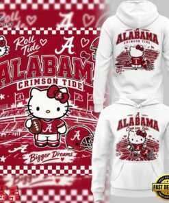 Speicla Edition Alabama Crimson Tide x Hello Kitty Hoodie, Viral 3D Graphic Tee Speicla Edition Alabama Crimson Tide X Hello Kitty Hoodie