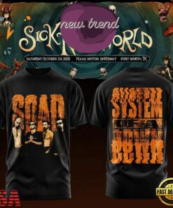 System Of A Down Sick New World Texas 2026 Graphic Design 3D Shirt, Trending Music 3D Tee System OF A Down Sick New World Texas 2026 Graphic Design 3D Shirt
