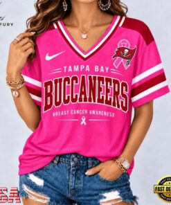 Tampa Bay Buccaneers 2026 NFL Pink Breast Cancer Awareness V neck T Shirt, NFL Team V Neck Tee Tampa Bay Buccaneers 2026 Nfl Pink Breast Cancer Awareness V Neck T Shirt