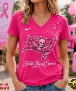 Tampa Bay Buccaneers 2026 NFL Tackle Breast Cancer V neck T Shirt, NFL Team V Neck Tee Tampa Bay Buccaneers 2026 Nfl Tackle Breast Cancer V Neck T Shirt