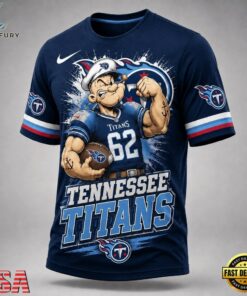 Tennessee Titans NFL Popeye Bold Cartoon Athletes 3D T Shirt, Sports Fans 3D Shirt Tennessee Titans Nfl Popeye Bold Cartoon Athletes 3D T Shirt